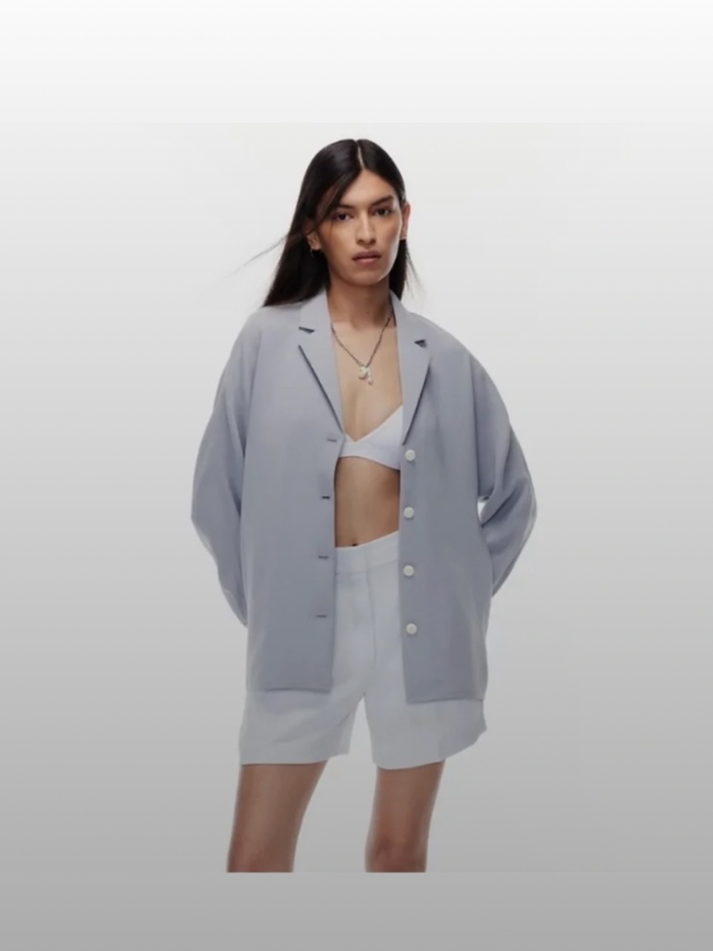 Wilfred Aritzia Freeform Gray Crepette Shirt Top S